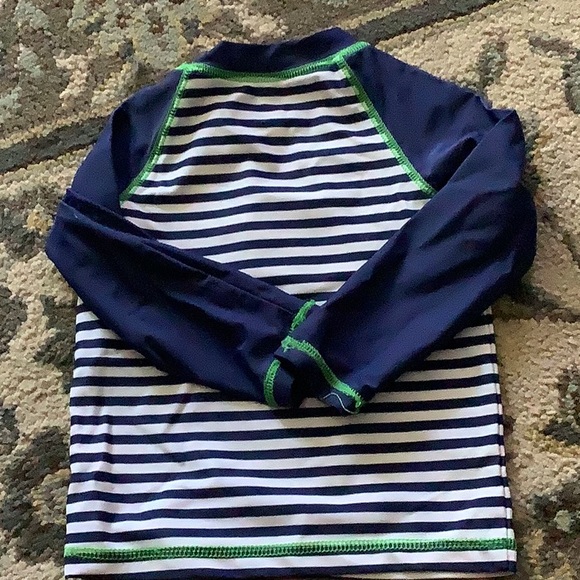 Swim top with whale Navy blue and white striped green whale 🐳 24 month. - Picture 3 of 6